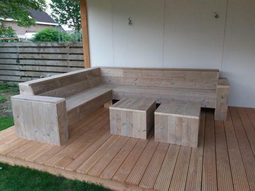 Nieuw Hoekbank steigerhout, Tuin en Terras, Tuinsets en Loungesets, Nieuw, Steigerhout, Ophalen of Verzenden