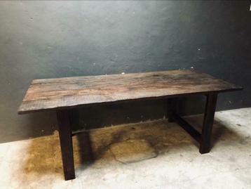 Gave grote oude houten eettafel tafel 210 x 90 cm landelijk 
