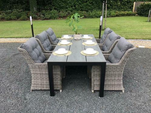 7-delige Dining Tuinset Wicker met Polywood Tafel, Tuin en Terras, Tuinsets en Loungesets, Nieuw, Tuinset, Wicker, 6 zitplaatsen