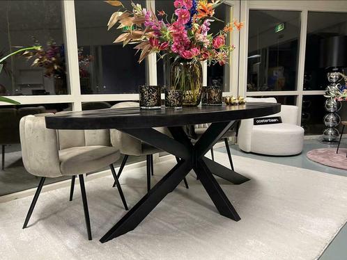 Luxe Eetkamertafel Ovaal Zwart Black - NIEUW - Ovale, Huis en Inrichting, Tafels | Eettafels, Nieuw, 100 tot 150 cm, 200 cm of meer