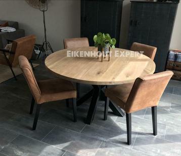 Ovale Ronde Eiken Boomstam Tafel Eettafel Massief Eikenhout