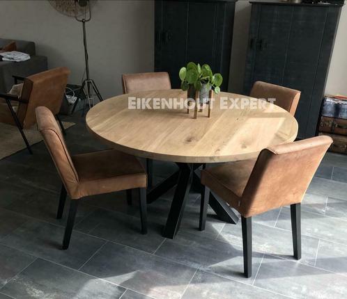 Ovale Ronde Eiken Boomstam Tafel Eettafel Massief Eikenhout, Huis en Inrichting, Tafels | Eettafels, Nieuw, Rond, Eikenhout, Grenenhout