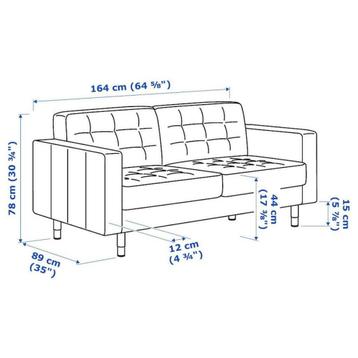 Ikea Landskrona 2-zits bank, leer, zwart - afbeelding 2 Ikea Landskrona 2-zits bank, leer, zwart - afbeelding 2