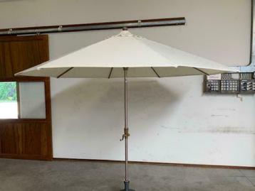 Kantelbare Horeca parasol 300 cm ecru-geel-groen luxe nieuw