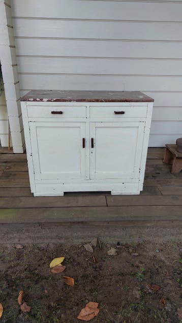 Brocante /vintage commode met marmeren blad