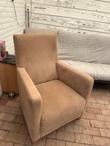 Gratis fauteuil, beige stof, gebruikt