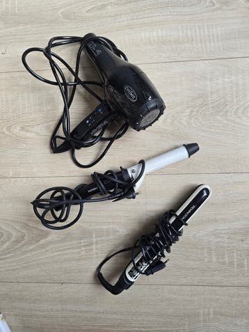 Haardroger, krultang en stijltang set