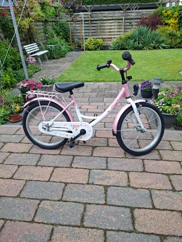 Meisjesfiets 18 inch met verlichting - Roze/Wit