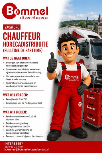 Chauffeur Horecadistributie (fulltime of parttime)