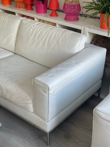 Witte leren tweepersoonsbank - Modern design