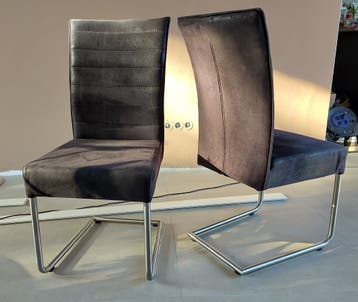 4 Stoelen - eettafel - zwart suede - gratis afhalen