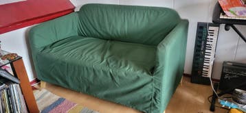 IKEA LINANAS 2 zits bank zwart met groene hoes