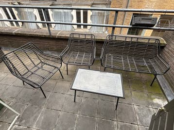 Moderne Zwarte Loungeset met Tafel en Bank