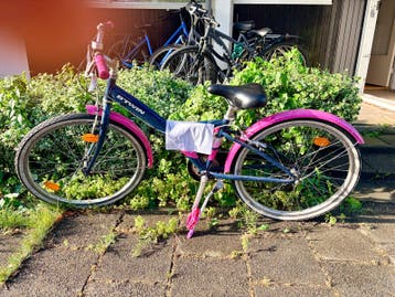 Gratis BTWIN Kinderfiets 20 inch - Blauw/Roze