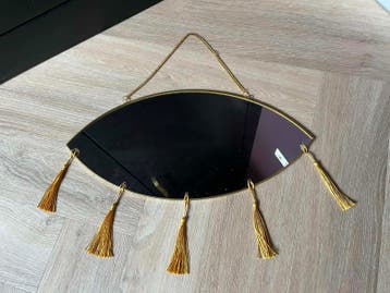 Xenos Spiegel oog met franjes - 42x20 cm