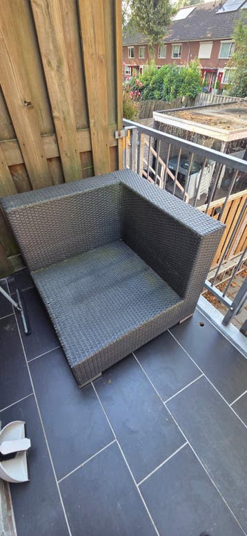 Wicker Loungestoel met Kussens - Gebruikt