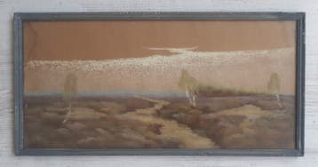 2 LANDSCHAPPEN MET LIJST >2 OUDE PASTELS>GRATIS OPHALEN