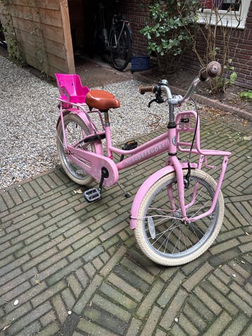 Roze kinderfiets 20 inch met achterzitje