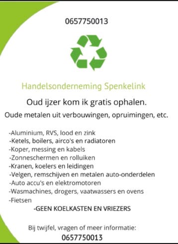 Oud ijzer kom ik gratis ophalen