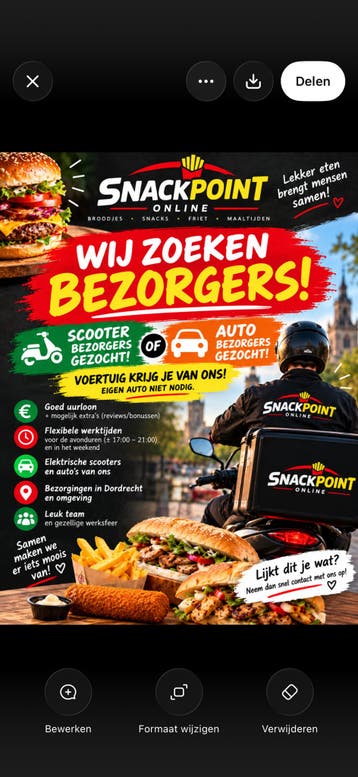 Bezorgers gezocht