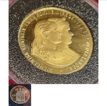 GEZOCHT: gouden penning Koningin Wilhelmina en Emma 1890