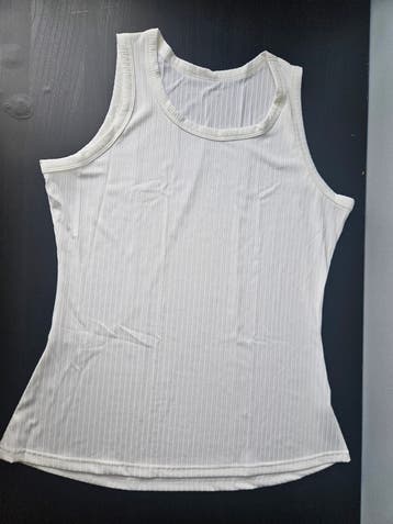 Witte geribbelde tanktop, maat XXL