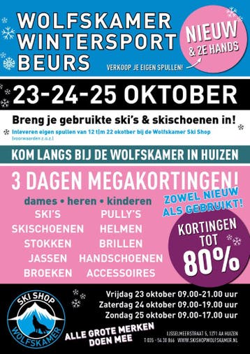 23-24-25 OKTOBER WINTERSPORT OUTLET KORTING TOT 80%