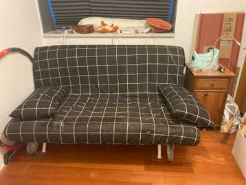 Zwart-wit geruit slaapbankje, 200-160, Ikea