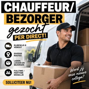 PER DIRECT Bezorger Chauffeur gezocht Apeldoorn
