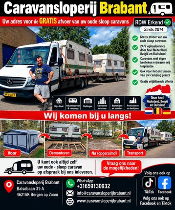 Gratis afvoer oude - sloop caravans Caravansloperij Brabant