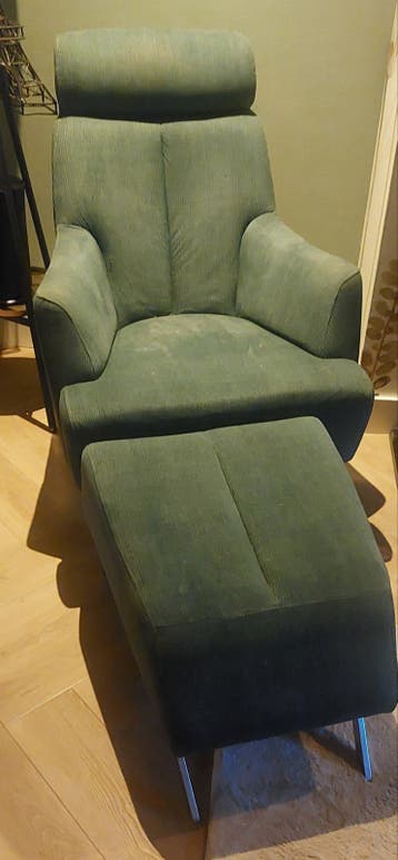 Xooon relaxstoel met voetenbankje - Vintage ribstof