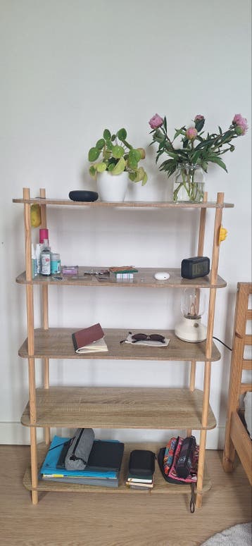 Houten Boekenkast/Opbergrek met 4 Planken - 76x28x122cm