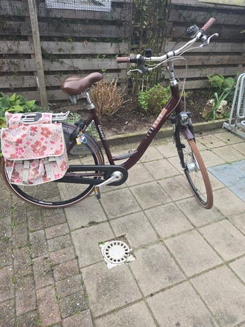 Giant damesfiets aubergine - lage instap - fietstas