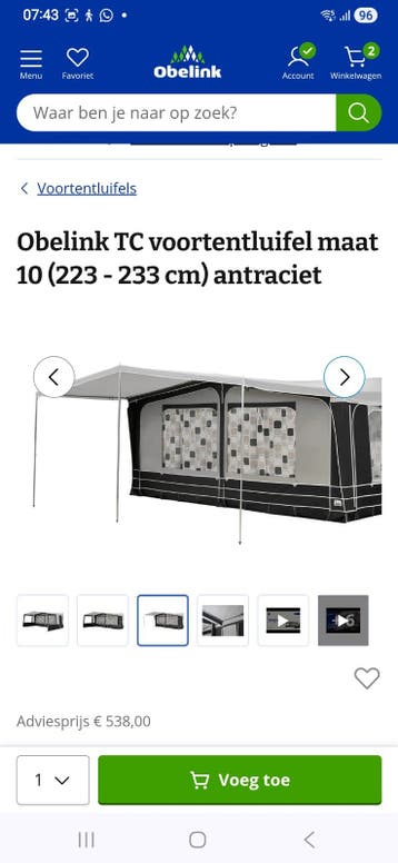 Gloednieuwe voortent en luifels