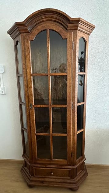 Gratis afhalen Eikenhouten Vitrinekast met Glas en Lade