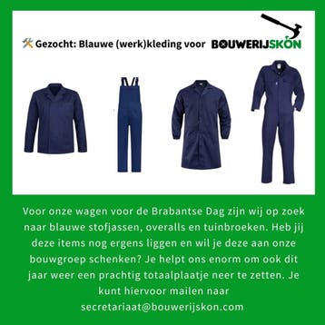 Gevraagd blauwe overalls of werkkleding