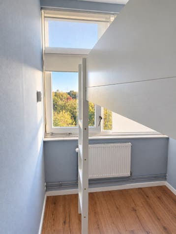 Hoogslaper bed, 120 x 200, hout, wit, gratis