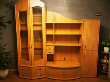 Wandmeubel met verlichting - 3 delen, 225 cm breed, 200 cm h