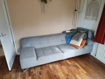 Grijze bank - 90x244x45/72 cm
