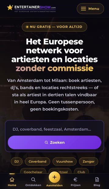 Artiesten, DJ's & Bands Gezocht:Meer Boekingen 0% commissie!