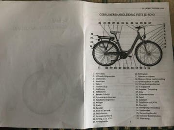 Damesfiets Electrisch, kleur zwart en wit.