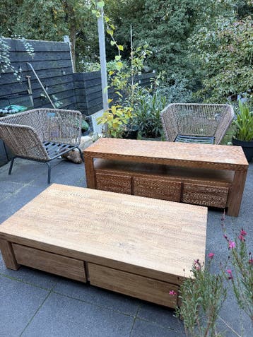 GRATIS houten tv-meubel + salontafel | 160 cm & 140 cm