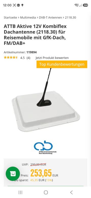 Antenne-set ATTB DAB+/FM voor camper