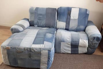 Relaxbank met denim hoezen
