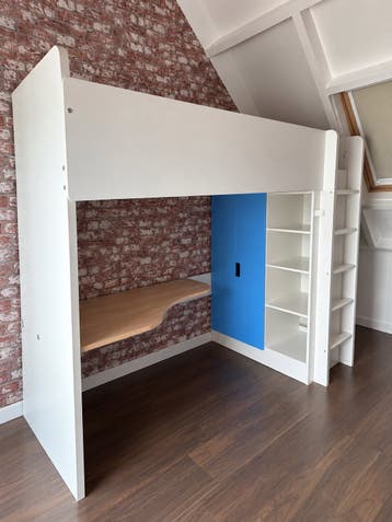 IKEA SMÅSTAD Hoogslaper met Bureau en Kast - Wit/Blauw