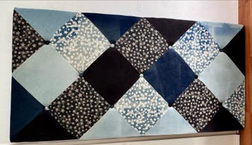 Hoofdbord bed - Blauw/Zwart met Sterrenpatroon 180X90