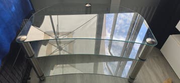 Modern glazen tv-meubel met 3 lagen
