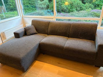 Gratis comfortabele Hoekbank - Grijs/bruin Stof