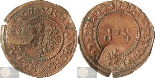 Deventer - Noodgeld van ½ Stuiver 1578 met klop A3, Postzegels en Munten, Munten | Nederland, Losse munt, Overige waardes, Vóór koninkrijk