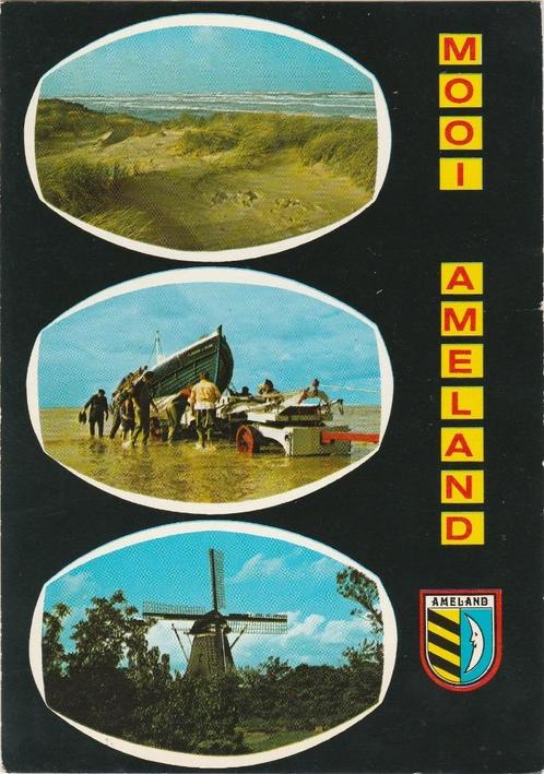 AMELAND Duin Strand Zee Reddingsboot Molen, Verzamelen, Ansichtkaarten | Nederland, Gelopen, Waddeneilanden, 1960 tot 1980, Verzenden